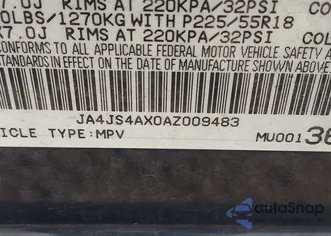 2010 Mitsubishi Outlander Xls из США, поврежденный, VIN JA4JS4AX0AZ009483